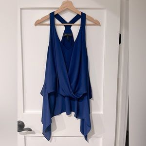 BCBGMAXAZRIA NAVY DRAPE TOP